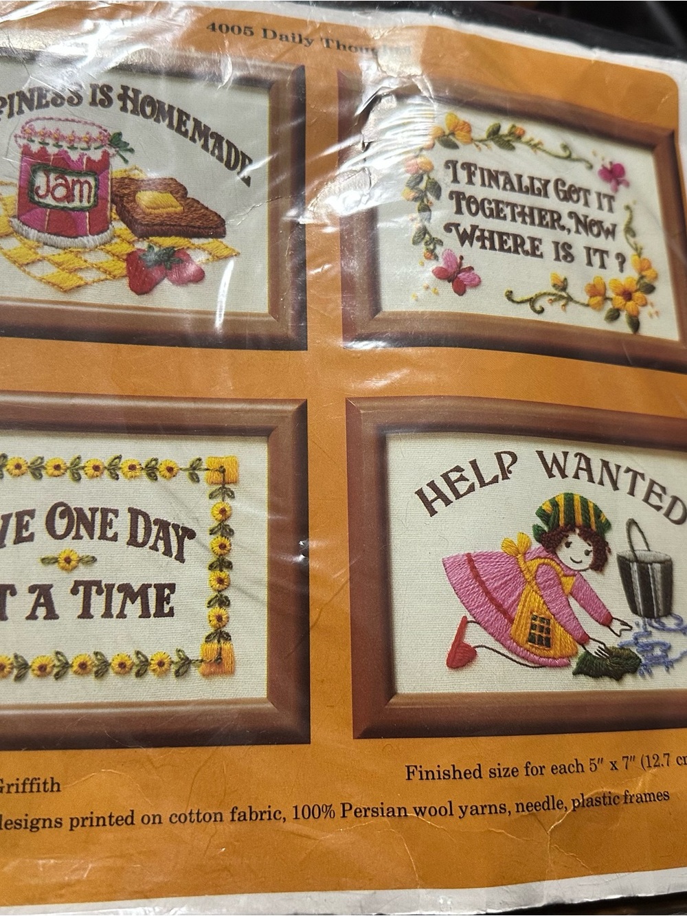 Vintage Creative Circle Daily Thoughts Embroidery Kit #4005 Sealed Set of 4